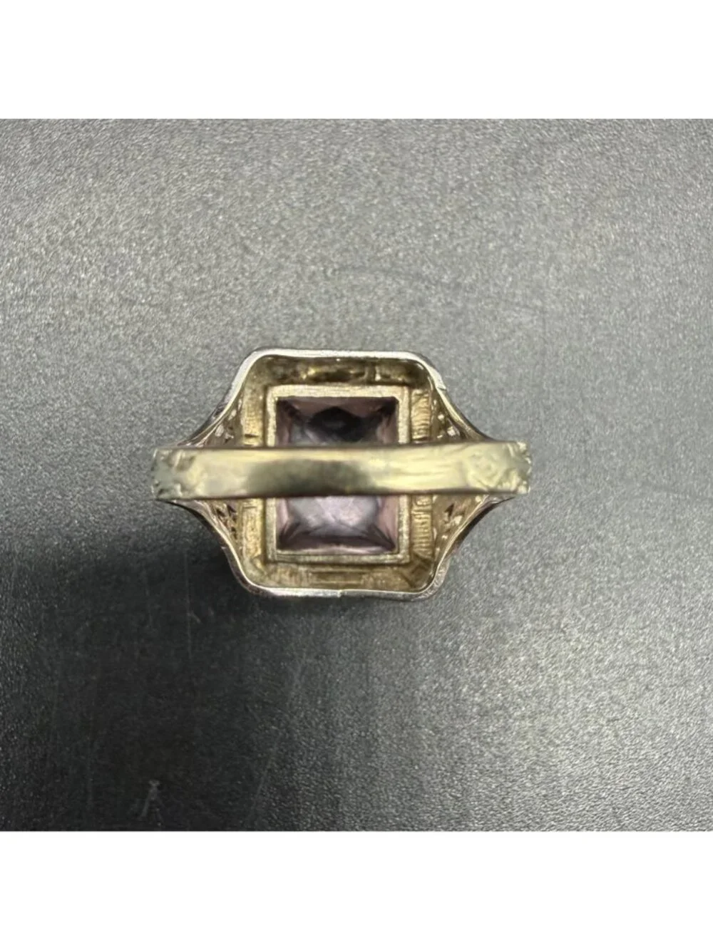 Art Deco 14K White Gold Ring Purple Stone Size 5.25 White Wile & Warner Vintage